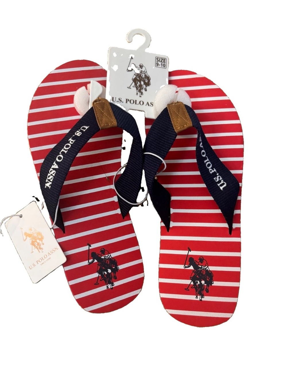 U.S. Polo Assn. Red Stripe Flip Flops Man’s Sz 9-10